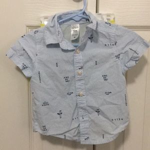 Carters Button down shirt yellow shorts